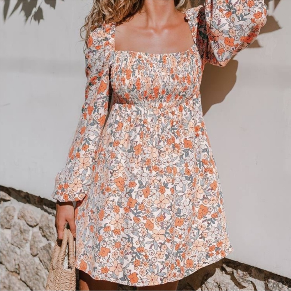 NWOT- Cupshe Floral Long Sleeve Dress